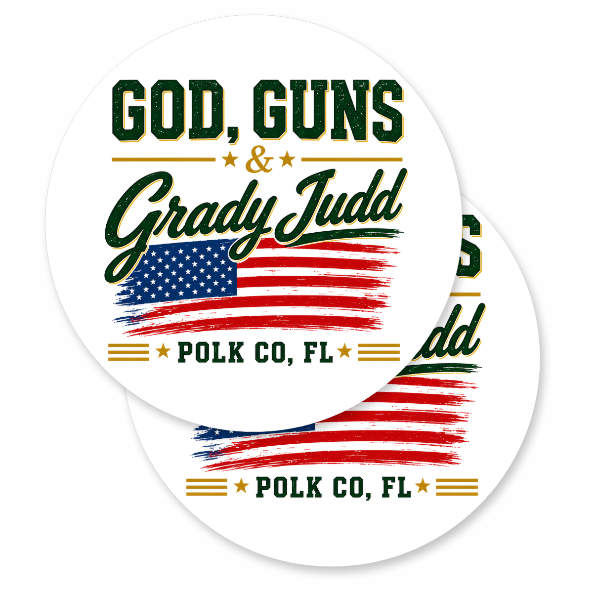 God, Guns and Grady Judd - Car Coasters